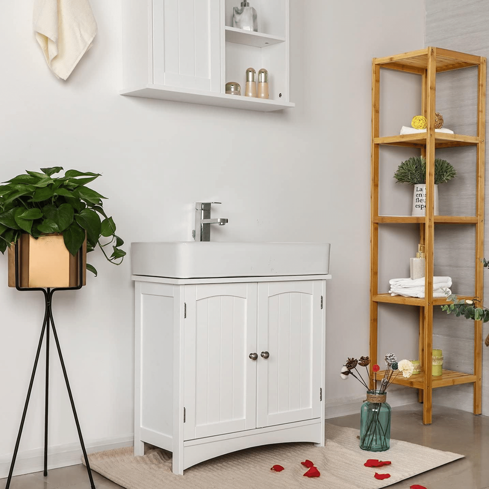 MAZAZU onderkast Willow in wit onder de wastafel