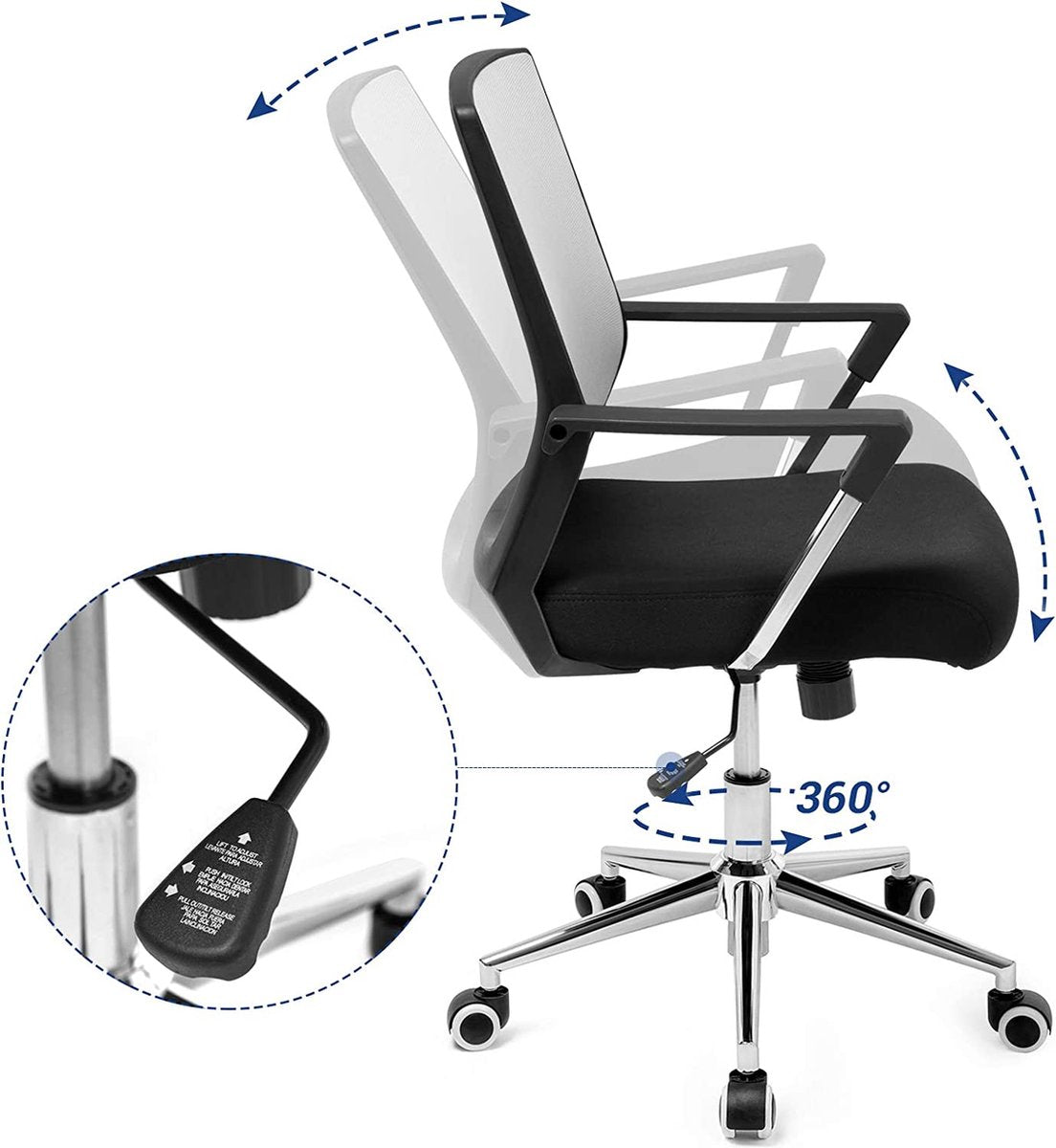 MAZAZU ergonomische Bureaustoel zwart/grijs Brisaya