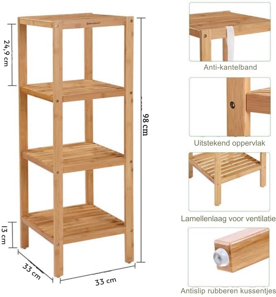 MAZAZU Badkamerrek Bruno - 33x33x98cm