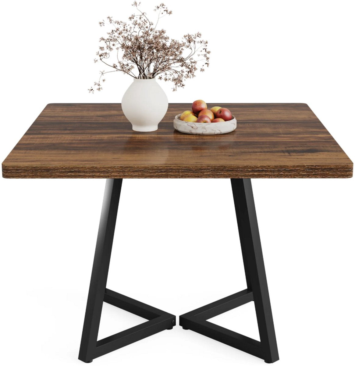 Tribesigns 160 cm eettafel voor 4-6 personen, rechthoekige eetkamertafels, rustieke bruine houten keukentafel met zwart metalen frame, industriële eettafel voor keuken, eetkamer, woonkamer