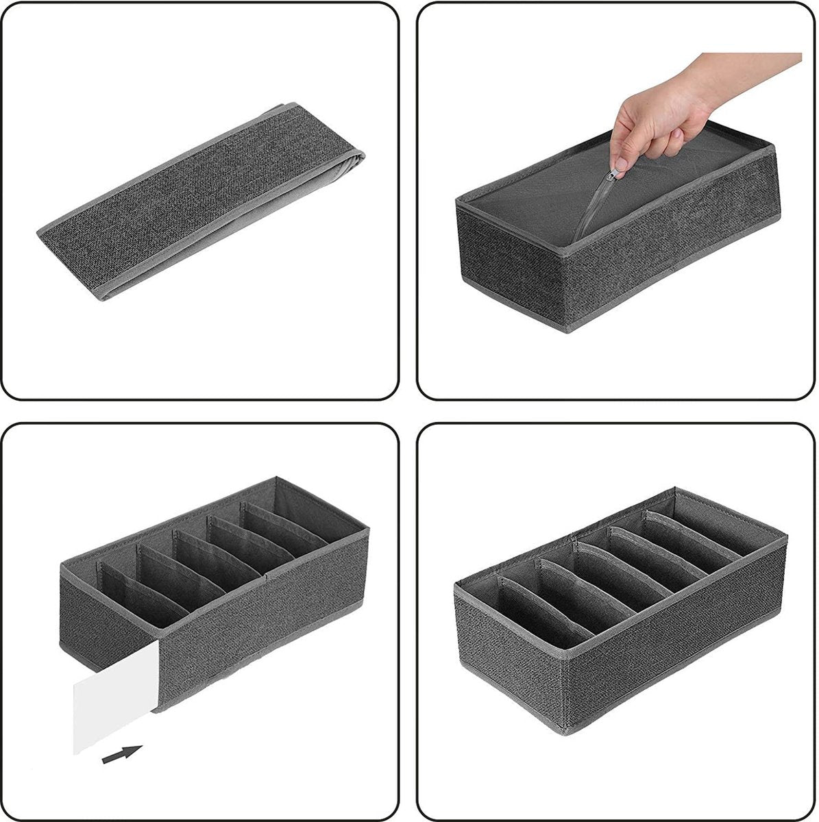 MAZAZU Lade-organizer - Donkergrijs - Vliesstof - Melissa 32x32x10