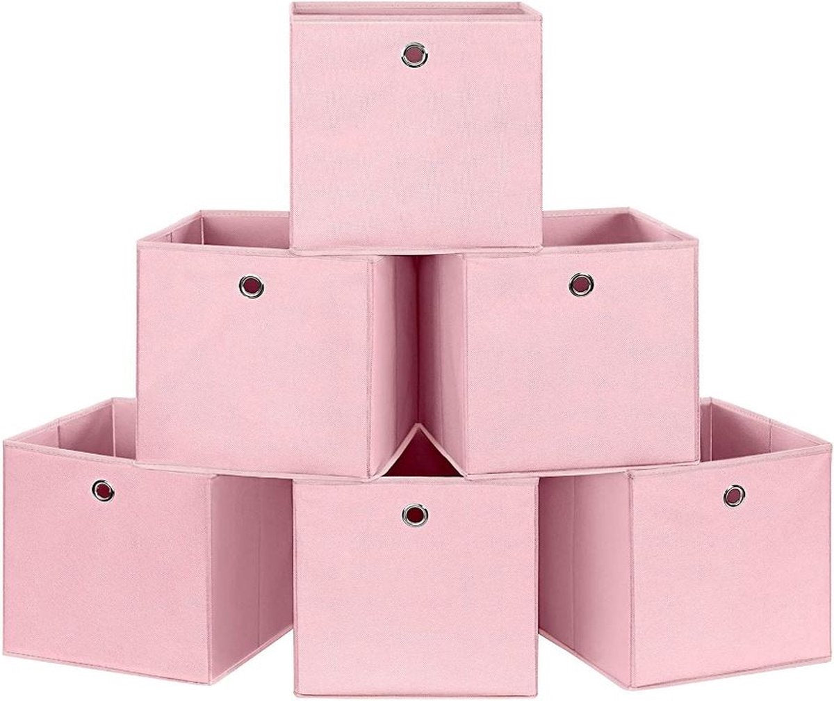 MAZAZU Opvouwbare opbergdozen Set van 6 - Stof - Roze - 30x30x30