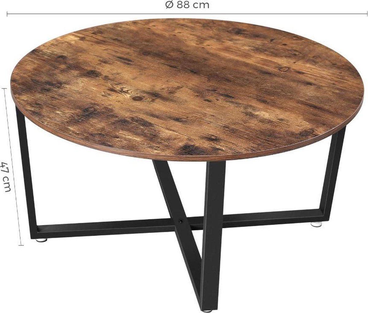 Industriele Ronde salontafel / bijzettafel - 88x88x47cm