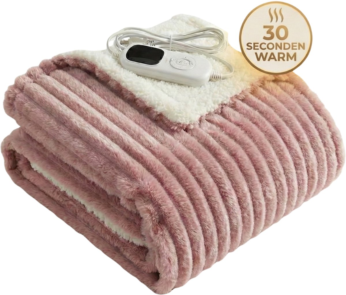 OMNIEXA Elektrische Fleece Warmtedeken - 180x160cm - Roze - Wasbaar