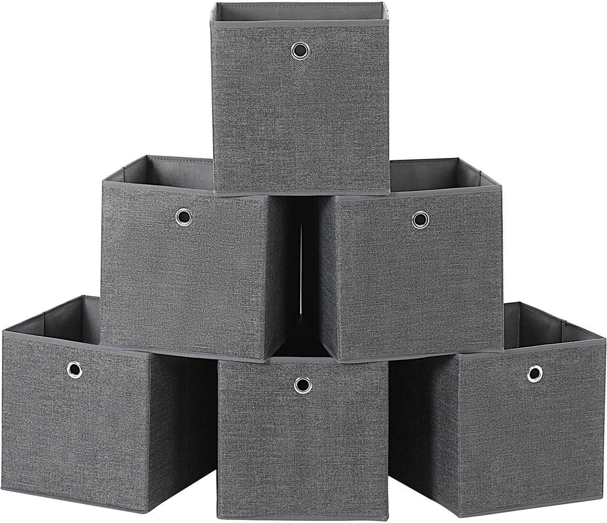 MAZAZU Opvouwbare opbergdozen Set van 6 - Stof - Grijs - 30x30x30
