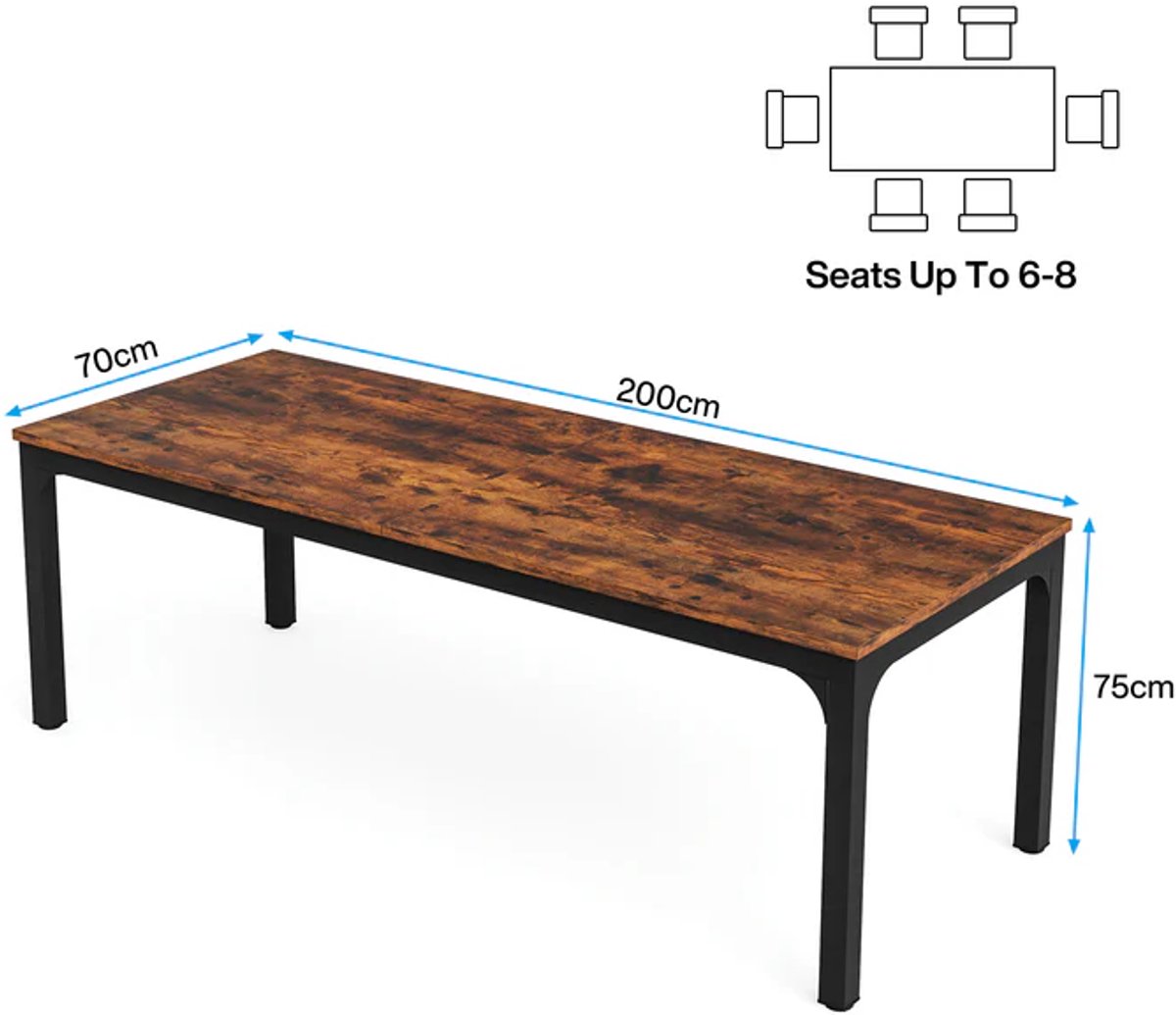 Tribesigns Eettafel Bruin/Zwart Tara - (200x70x75cm)