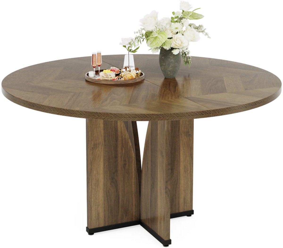 Tribesigns Eettafel rond - Houten Keukentafel Jasmira