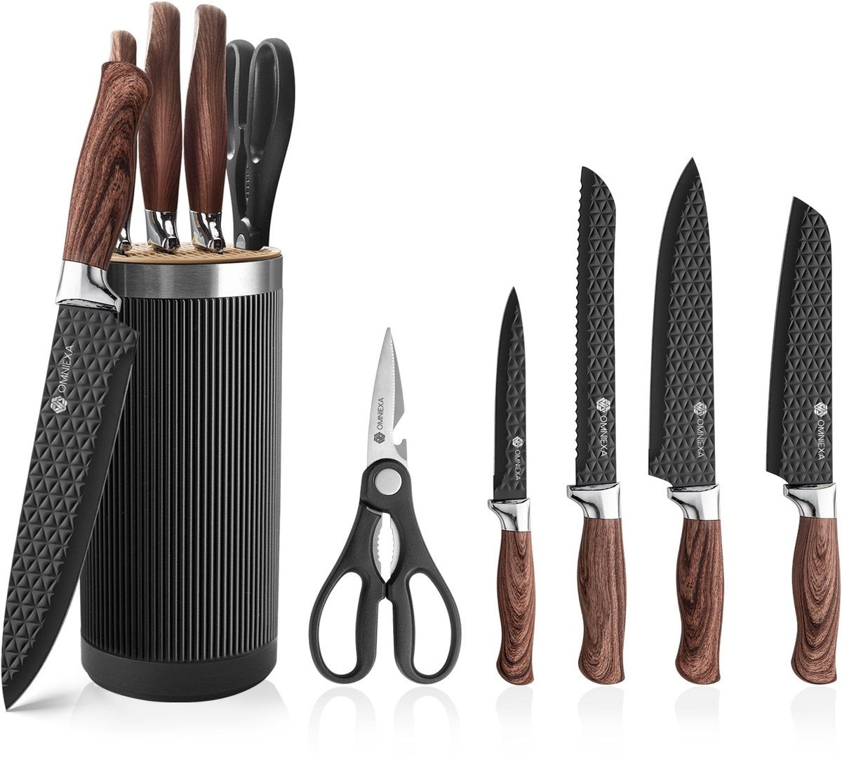 OMNIEXA 6-Delig RVS Messenset - Zwart - Melyra