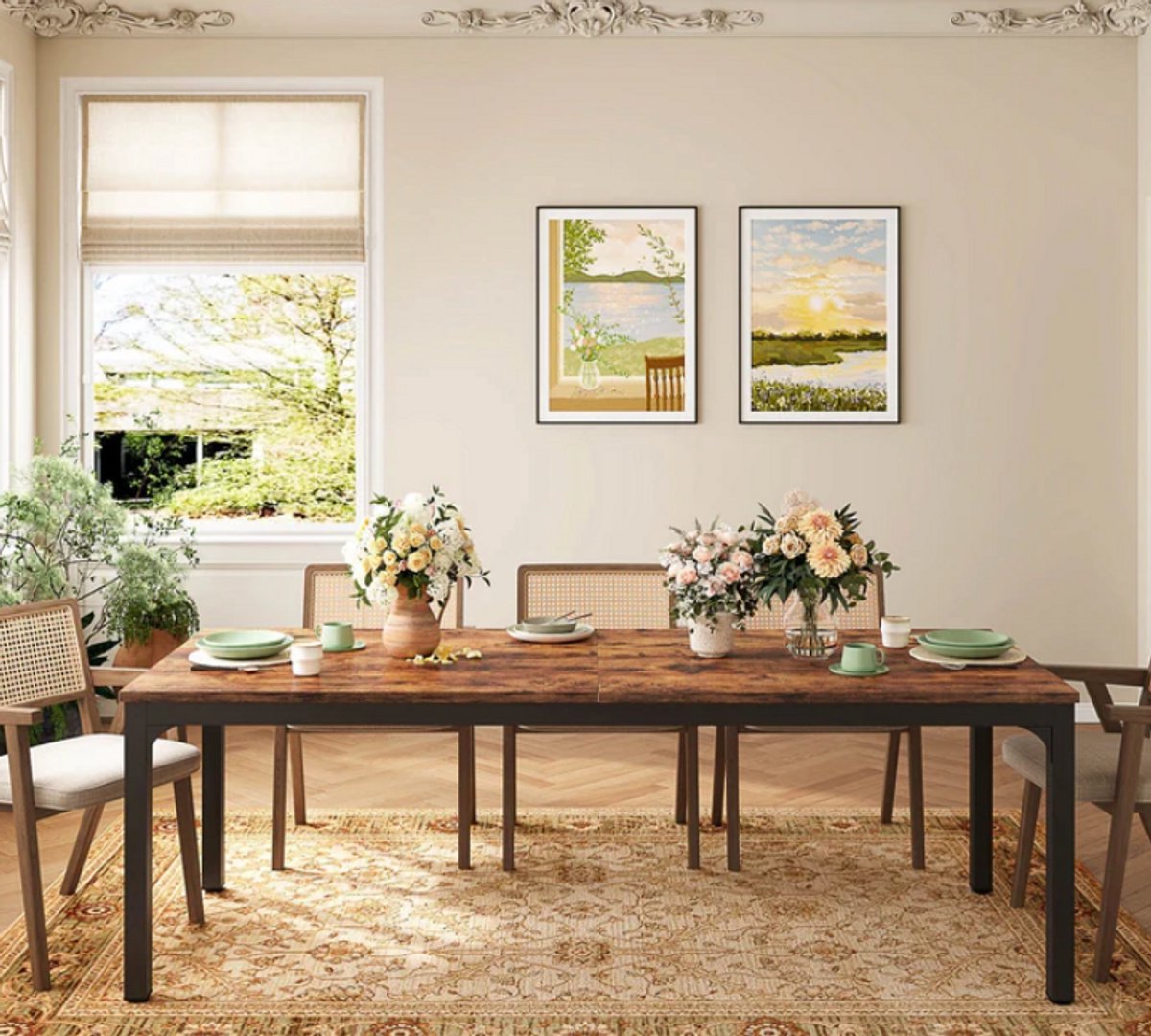 Tribesigns Eettafel Bruin/Zwart Tara - (200x70x75cm)