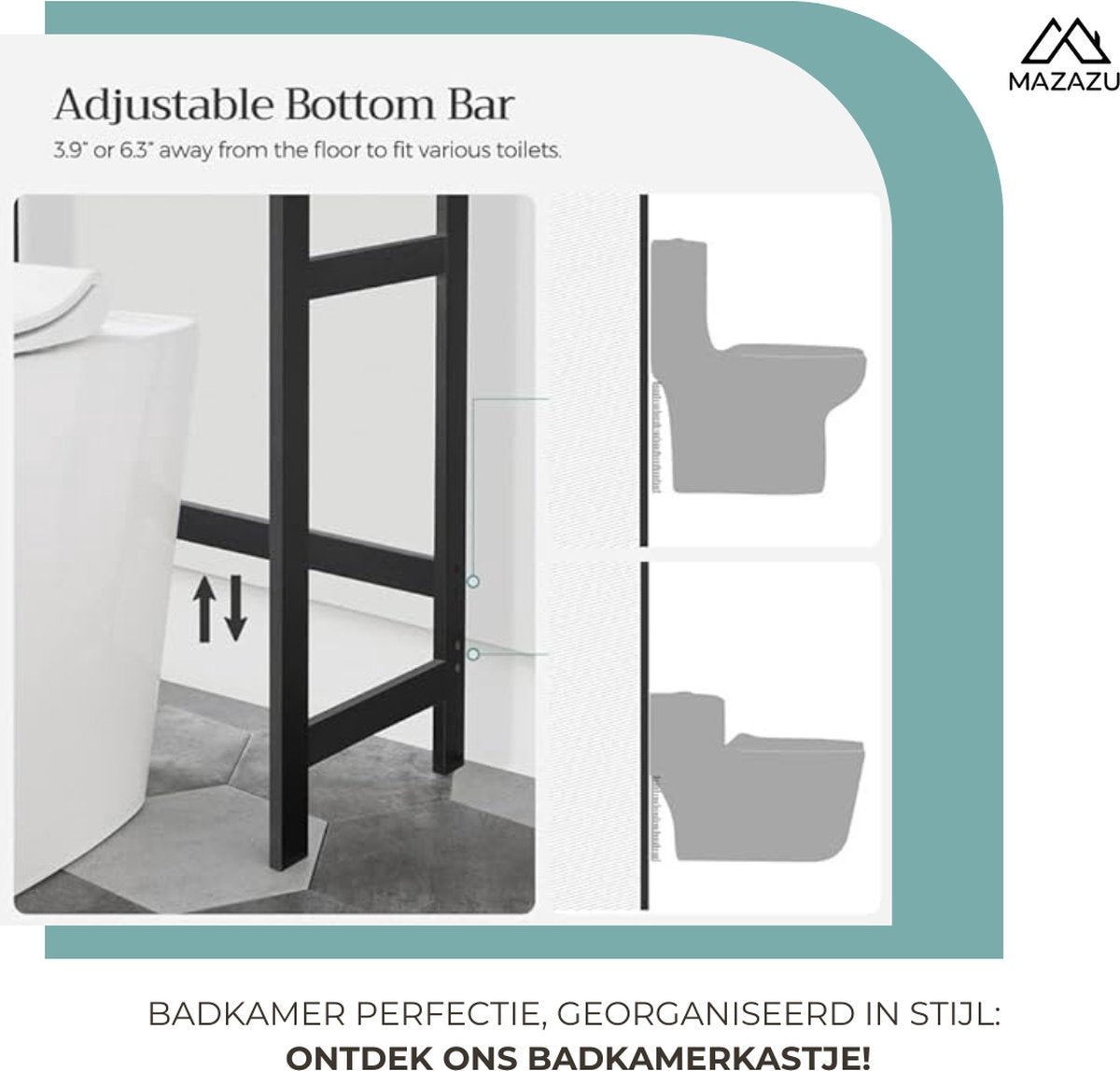 MAZAZU Toiletkast Bruin/Zwart Tovarion