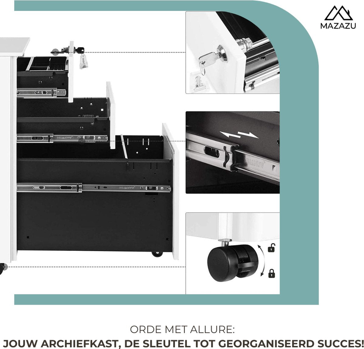 MAZAZU Archiefkast Wit Anoushka - 30x45x60cm