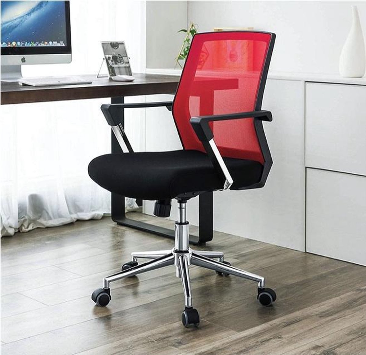 MAZAZU ergonomische Bureaustoel zwart/rood Brisaya