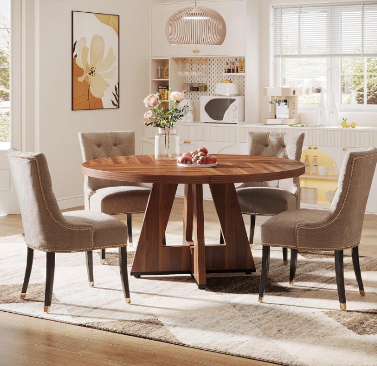 Tribesigns Eettafel rond - Houten Keukentafel Jasmine