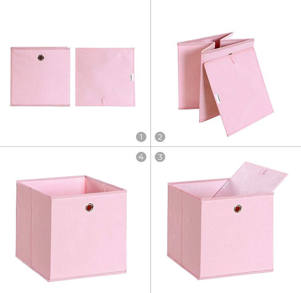 MAZAZU Opvouwbare opbergdozen Set van 6 - Stof - Roze - 30x30x30