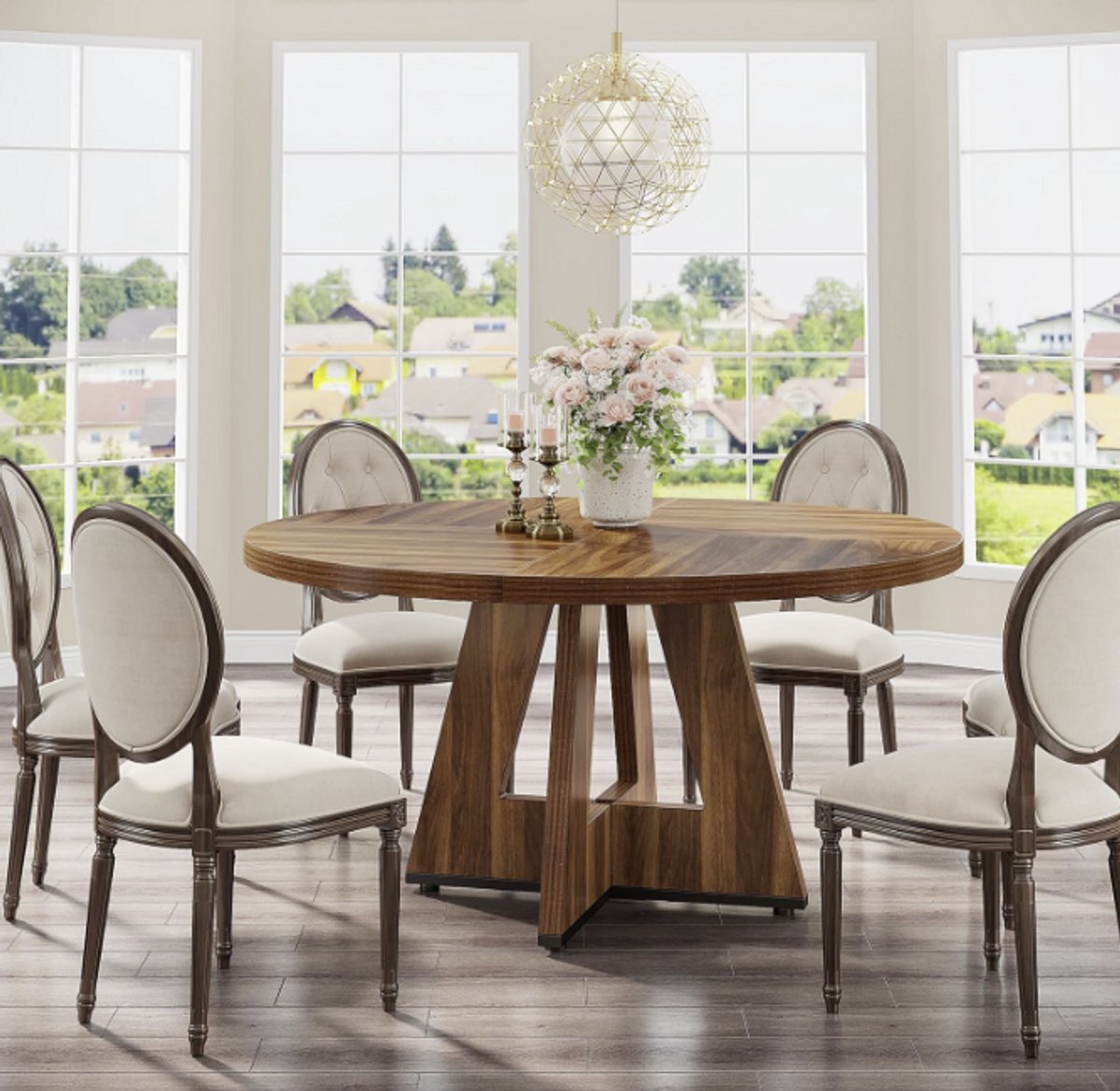 Tribesigns Eettafel rond - Houten Keukentafel Jasmine