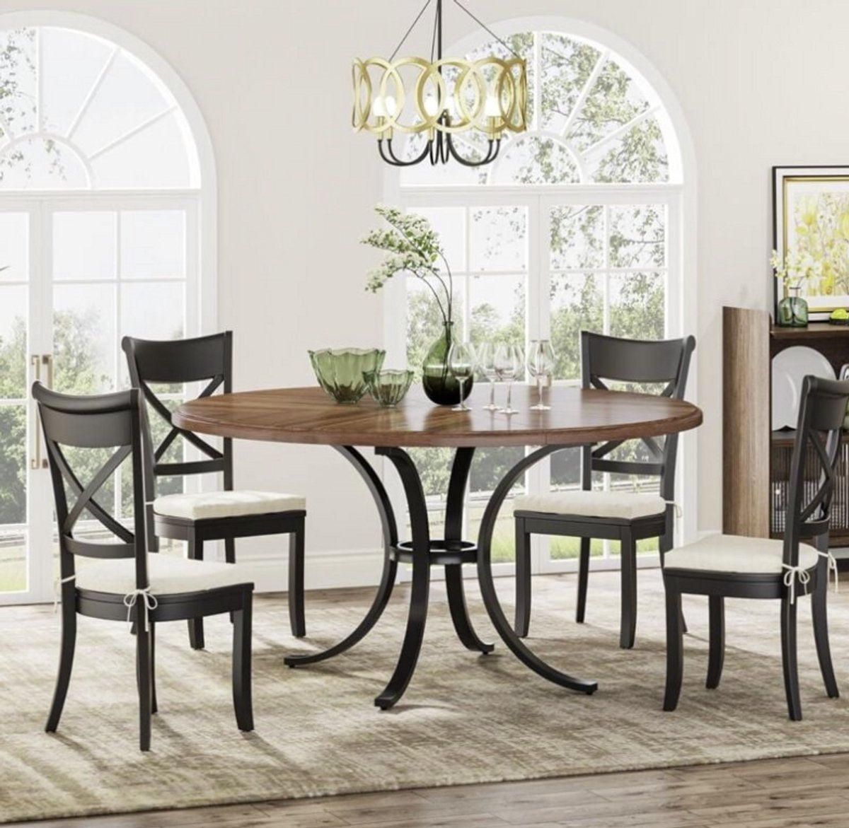 Tribesigns Houten Eettafel - Bruin/Zwart - Jovira