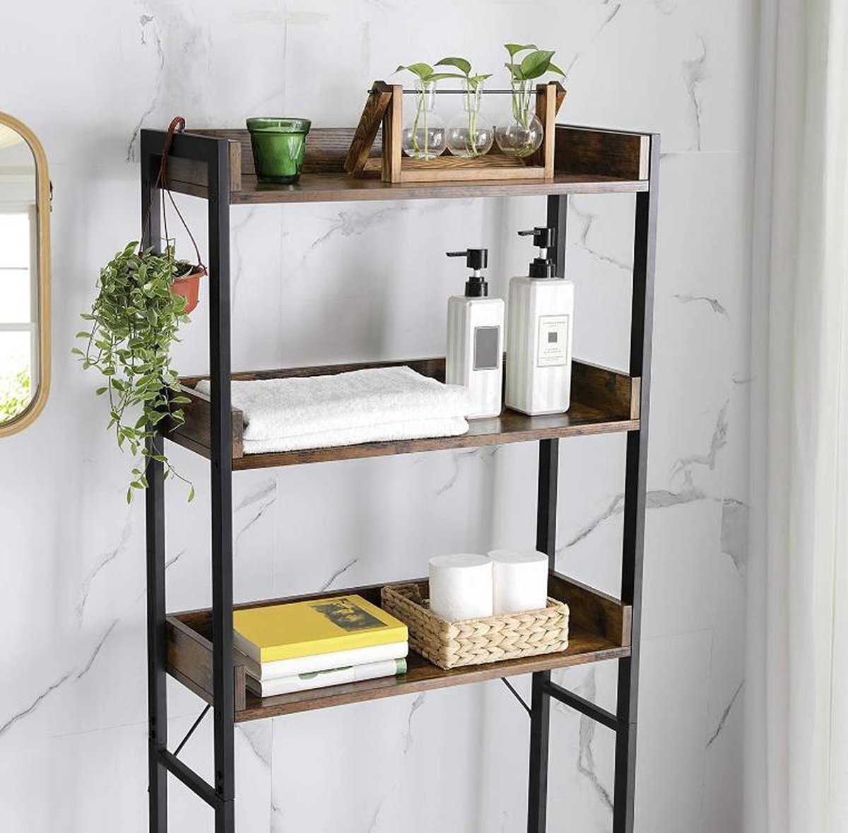 MAZAZU Toiletkast Bruin/Zwart Tozarion