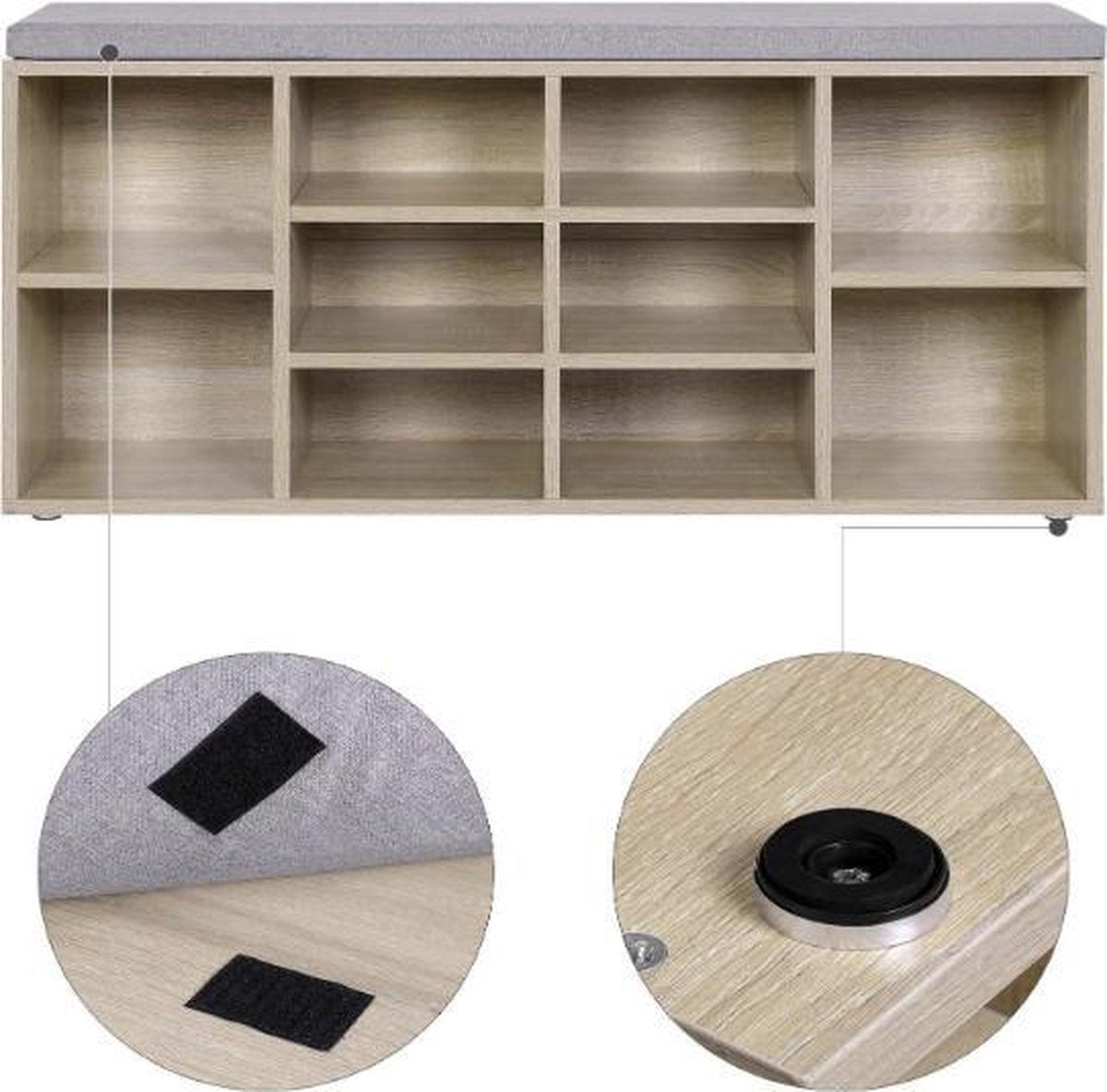 MAZAZU Vakken schoenenbank lichthout Zyreon