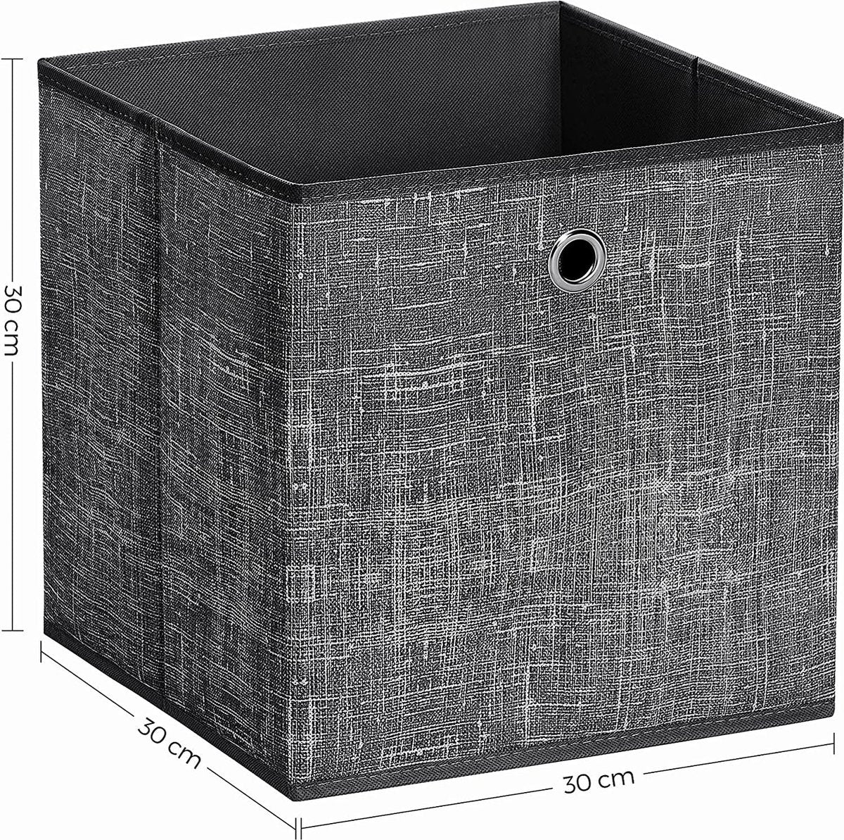 MAZAZU Opbergdozen Set van 6 - Stof - Donker Grijs - 30x30x30