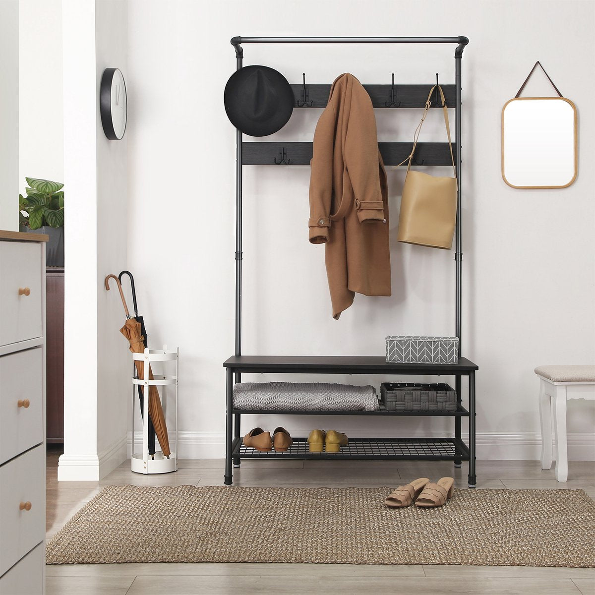 VASAGLE Industrieel garderoberek 23 haken - Zwart Qynera