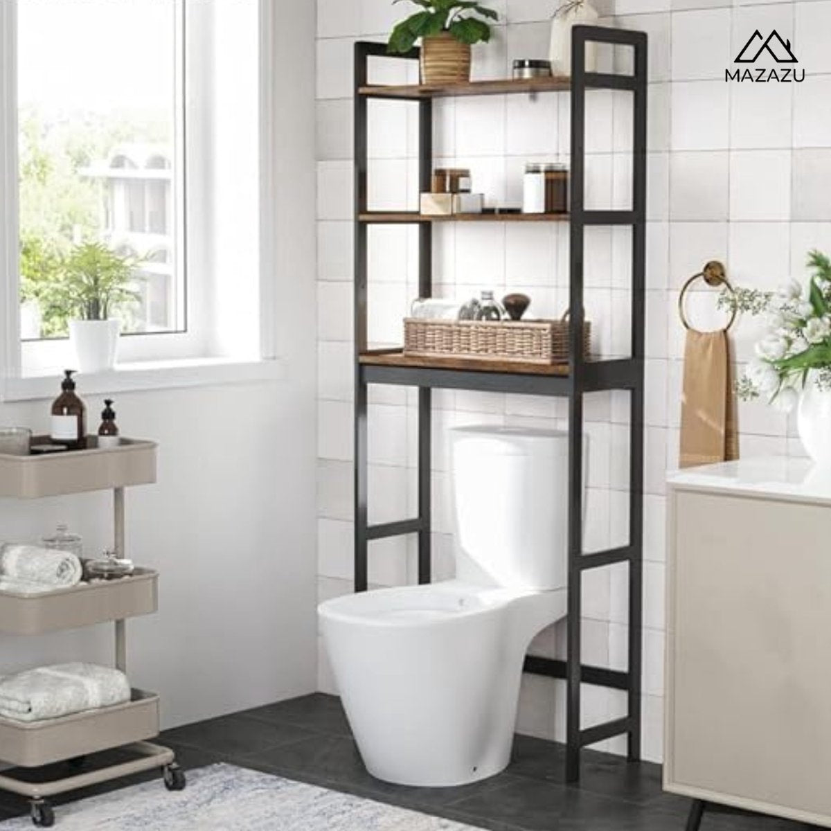 MAZAZU Toiletkast Bruin/Zwart Tovarion