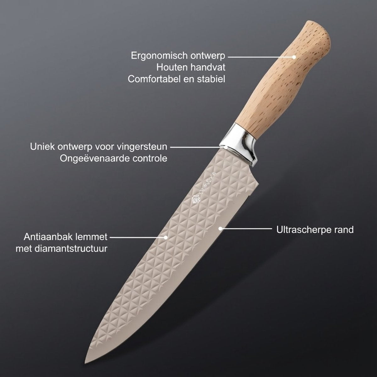 OMNIEXA 6-Delig RVS Messenset - Houtlook - Melyra