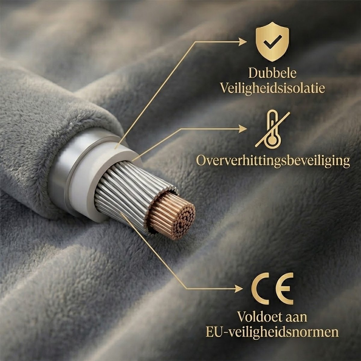 OMNIEXA Elektrische Fleece Warmtedeken - 180x130cm - Grijs/Wit