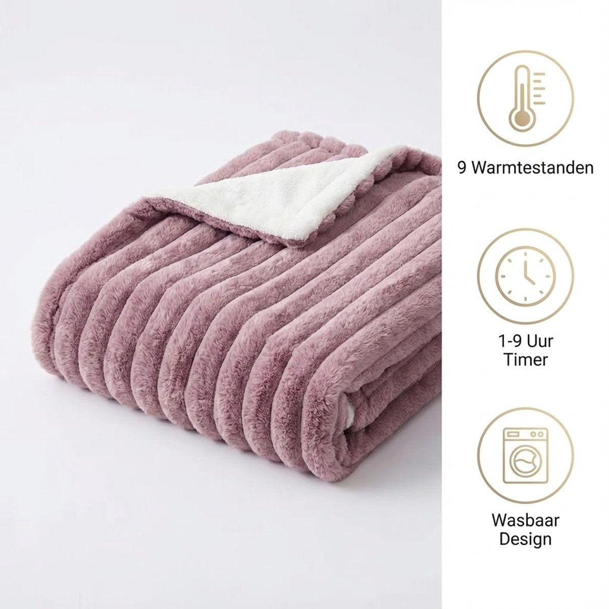 OMNIEXA Elektrische Fleece Warmtedeken - 180x160cm - Roze