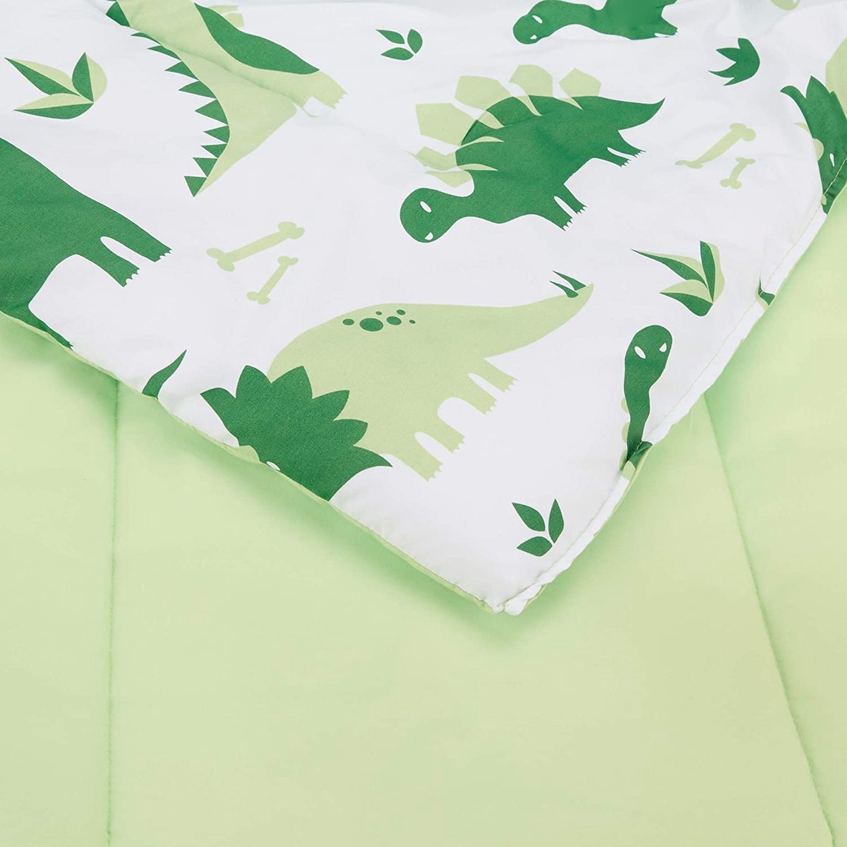MAZAZU Kinderdekbedovertrek Set - Dinosaurus Print - Groen