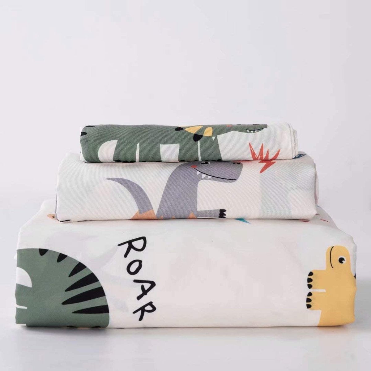 MAZAZU Kinderdekbedovertrek Set - Dinosaurus Print - Blauw