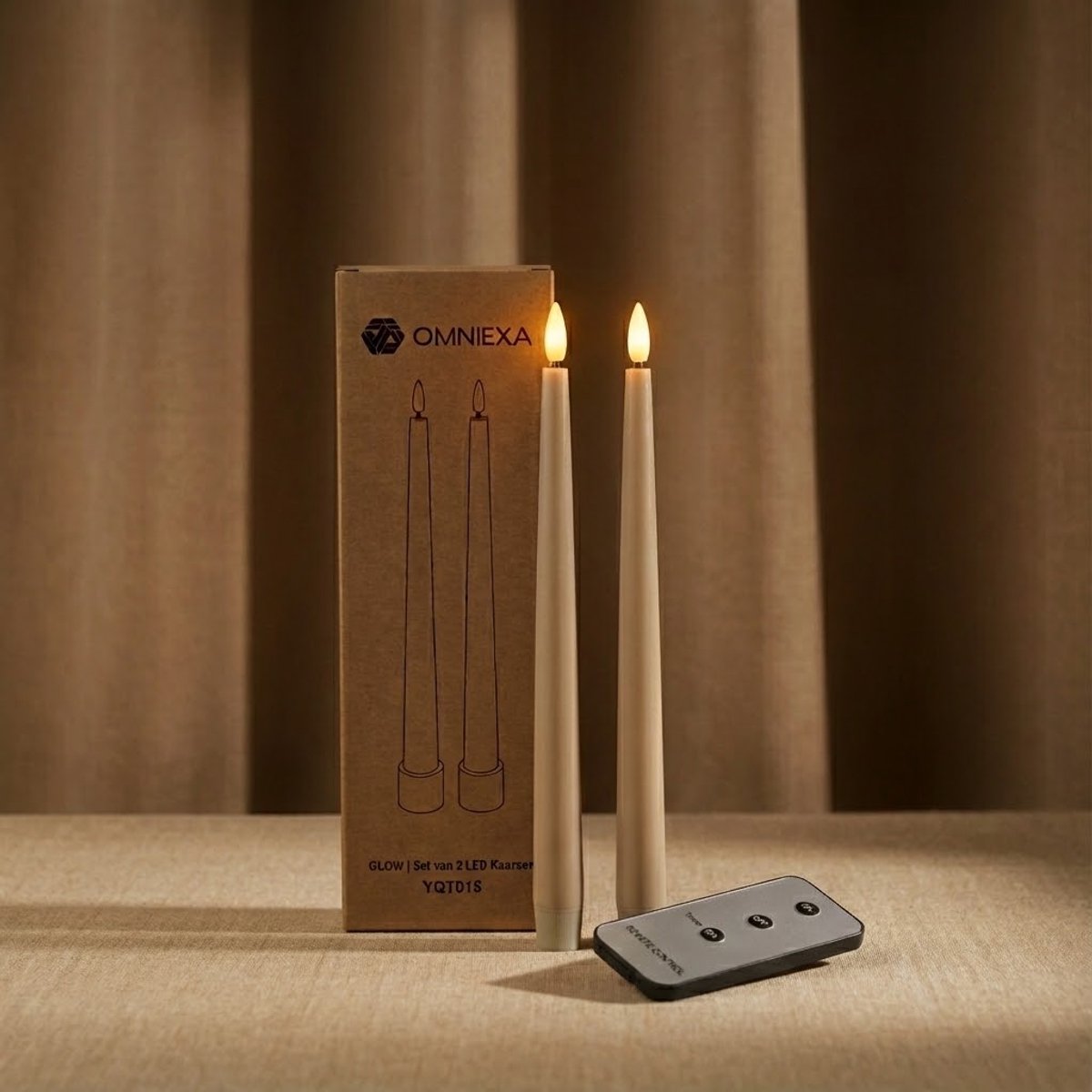 OMNIEXA LED Dinerkaarsen Set (2 Stuks) - Glad Design Taupe / Warm Grijs - 28cm