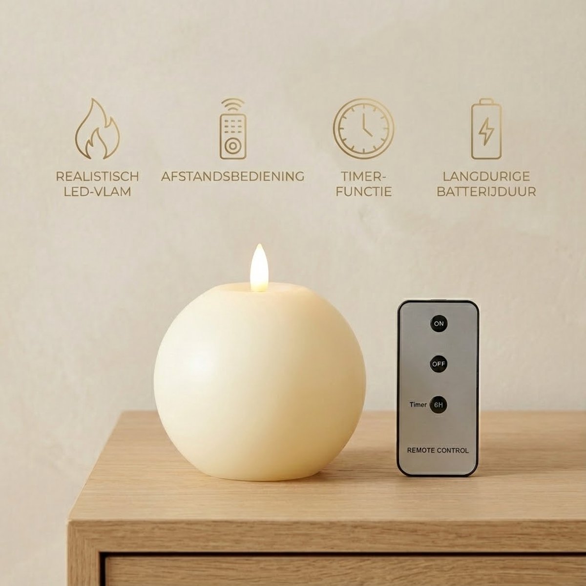 OMNIEXA LED Bolkaars Crème - Glad Design - Ø 10,5 cm