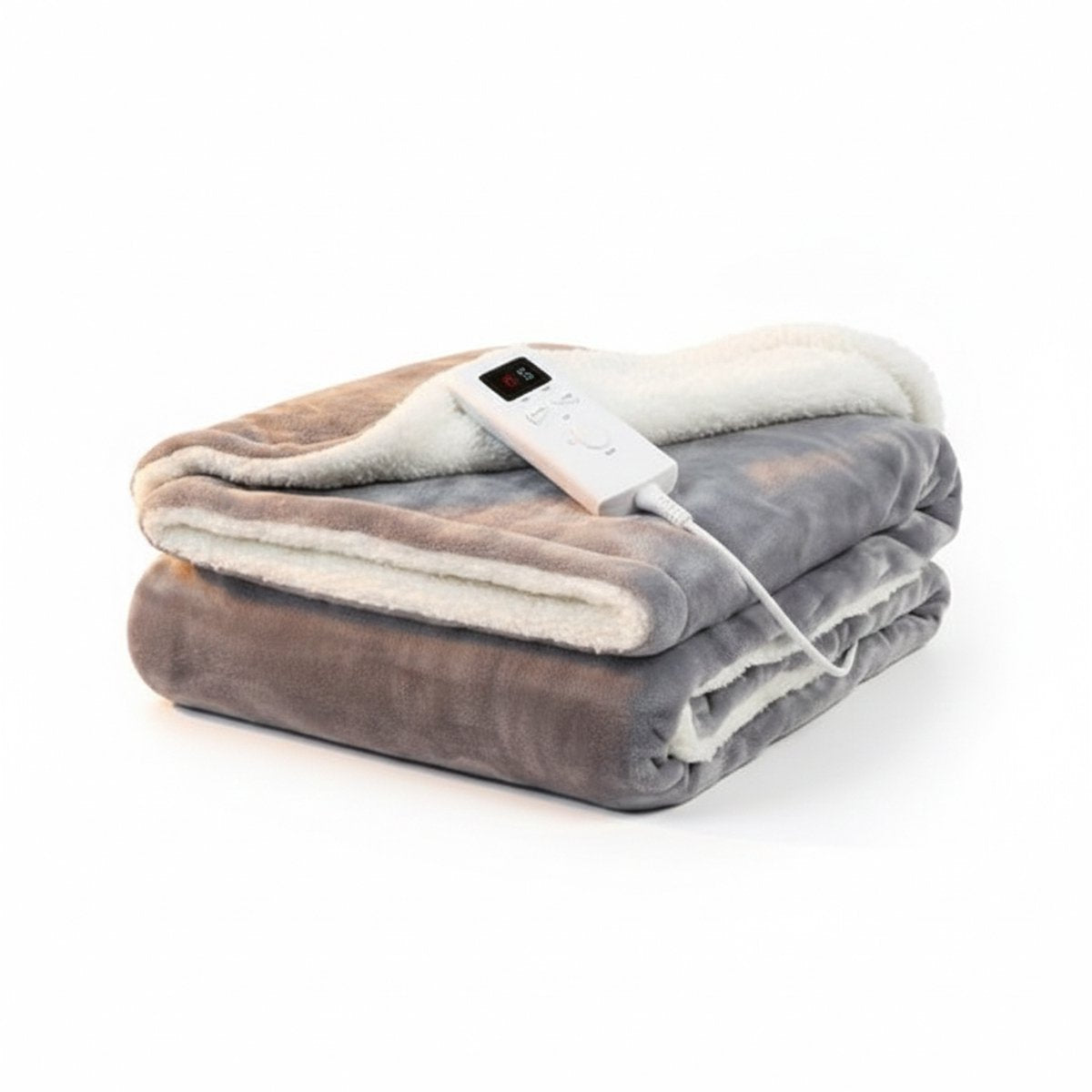 OMNIEXA Elektrische Fleece Warmtedeken - 180x130cm - Grijs/Wit