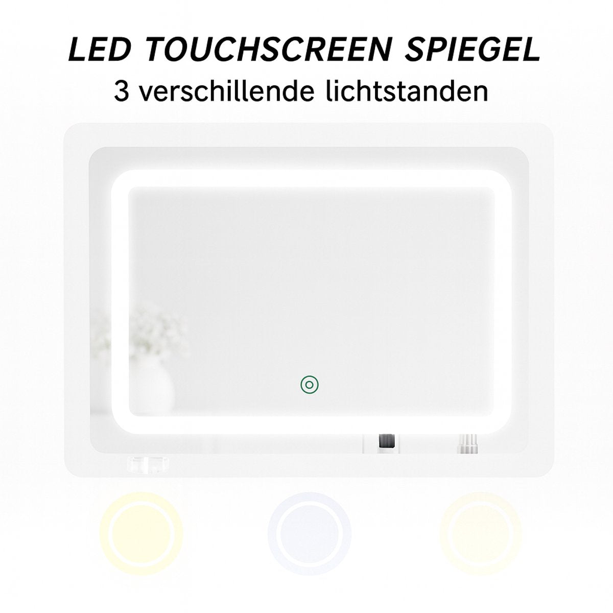 MAZAZU LED kaptafel Auralyn wit - LED touchscreen spiegel met 3 lichtstanden