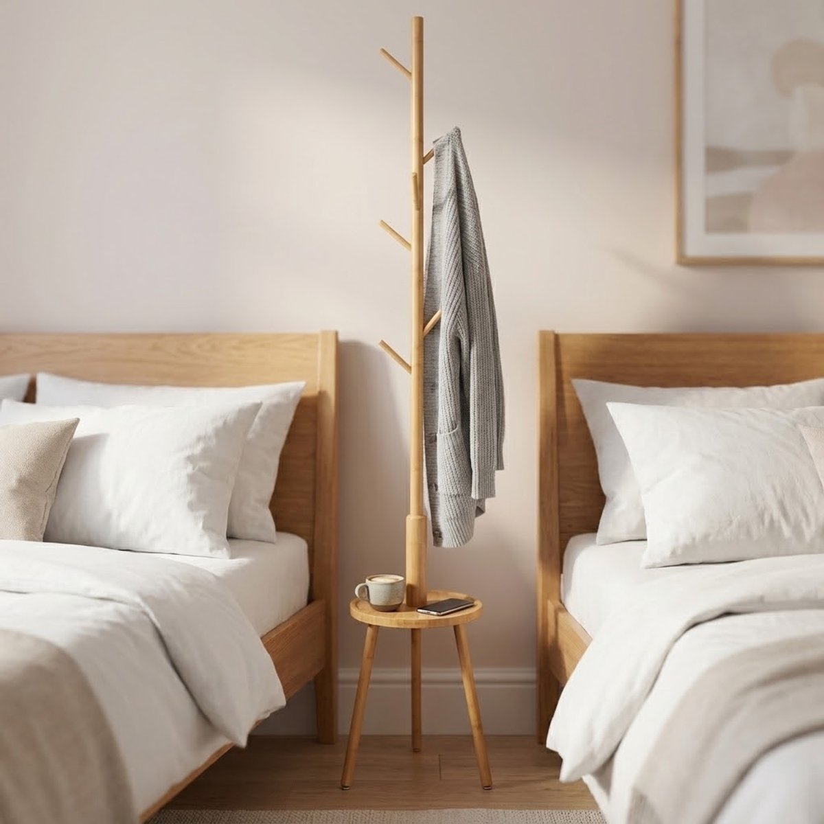 MAZAZU Staande Kapstok Hout 8 Haken - Quorin