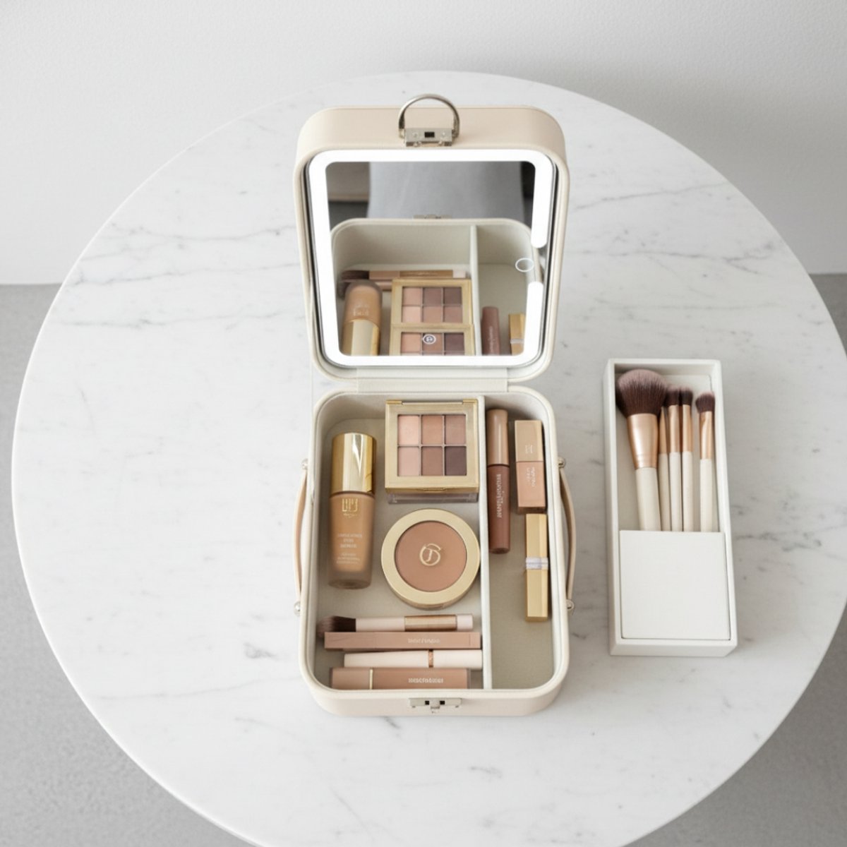 OMNIEXA Make-up Tas met Spiegel en LED - Beautycase Organizer - Cosmetica Opbergbox
