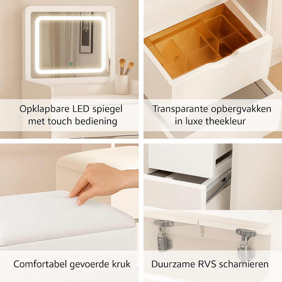 MAZAZU LED Kaptafel Wit Auralyn