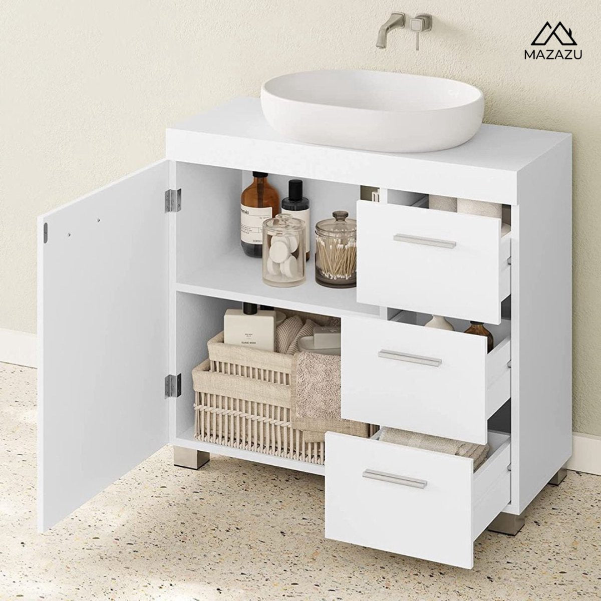 VASAGLE badkamerkast wit Wendyra - 30x70x64cm