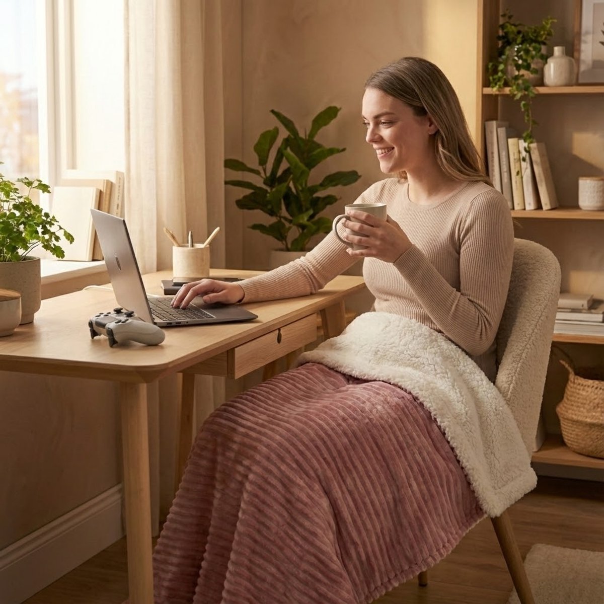 OMNIEXA elektrische warmtedeken roze 180x160 cm - lekker warm aan het bureau