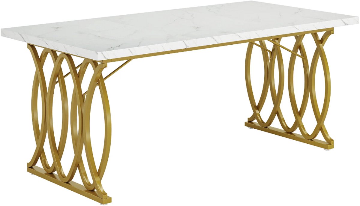 Tribesigns Eettafel Wit/Goud Joralia