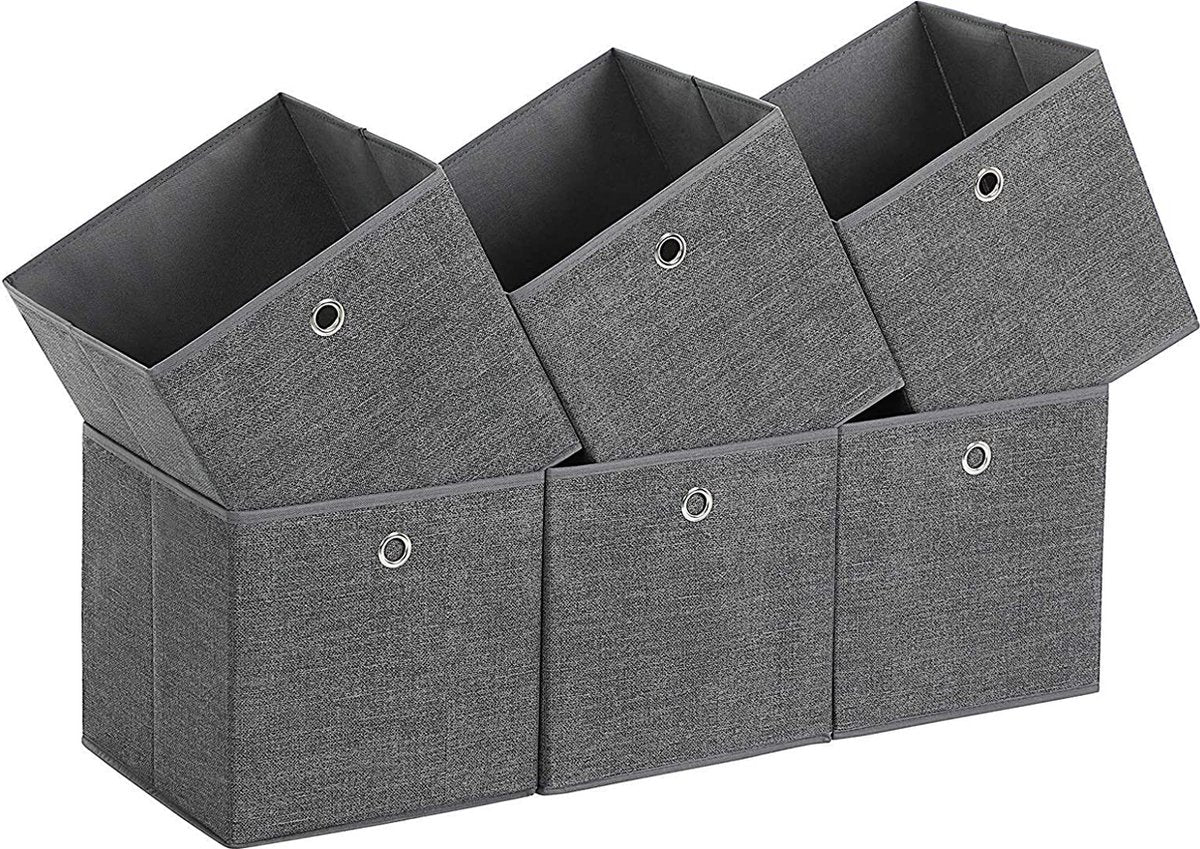 MAZAZU Opvouwbare opbergdozen Set van 6 - Stof - Grijs - 30x30x30