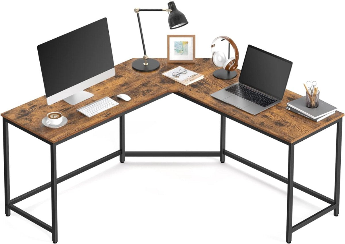 MAZAZU Industrieel hoekbureau Liloria - 149x149x75 cm