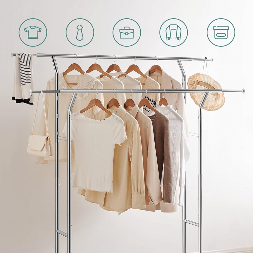 Industrieel kledingrek Bas - Metaal - Zilver