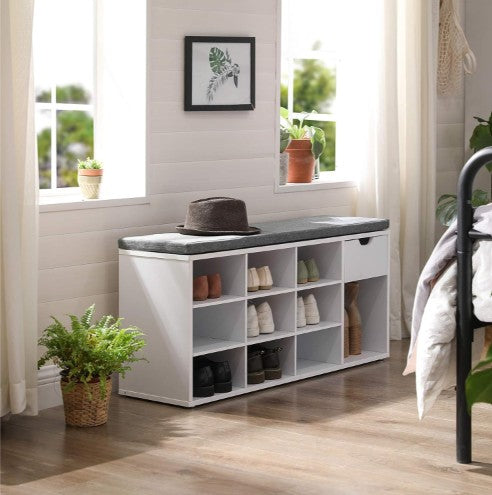 Schoenenbank Lea - Wit - Hout - 104x30x48cm