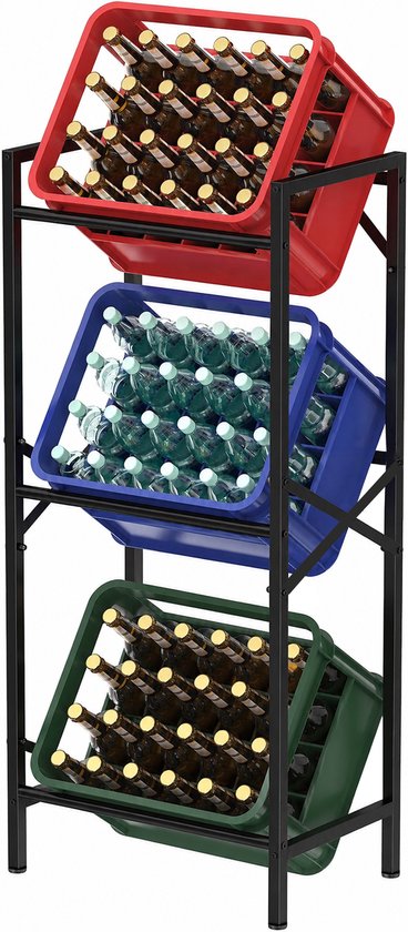 Krattenrek voor 3 kratten, zwart