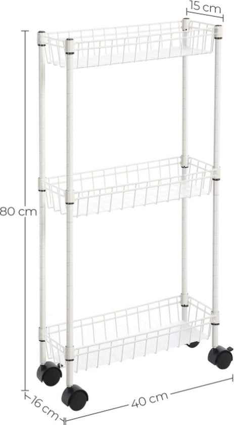 MAZAZU Keukentrolley - Wit - 40x15x80 cm