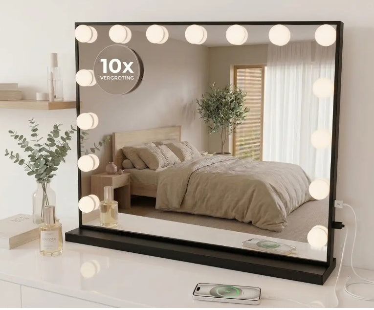 Hollywood Spiegel Zwart LED 58cm