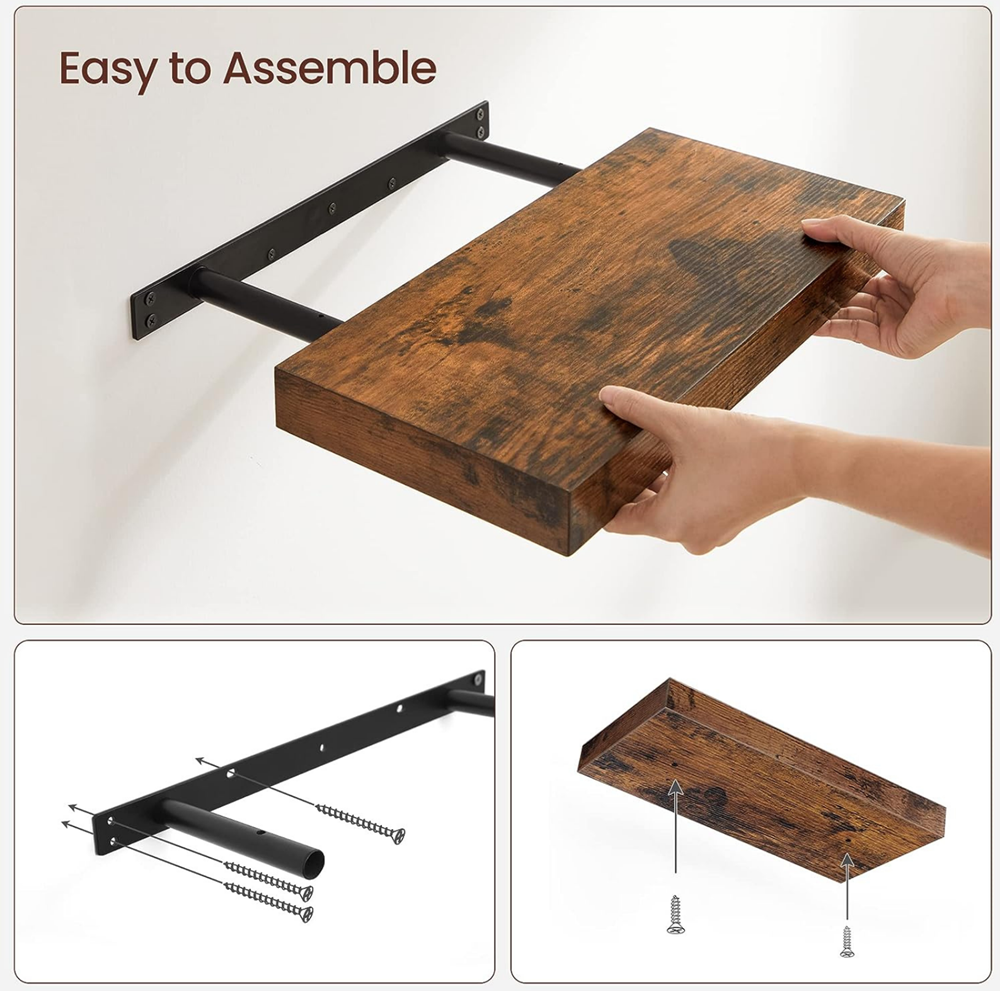 MAZAZU Wandplank bruin Wavora - 80x20 cm