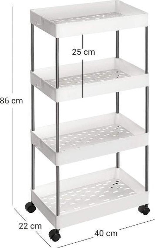MAZAZU Serveerwagen Keukentrolley - Wit - 40x22x86 cm