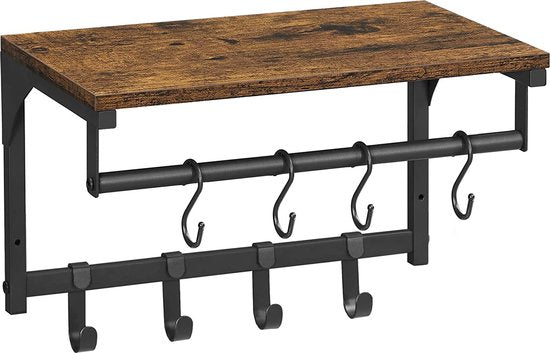 MAZAZU Wandkapstok Bruin Metaal - 24x40x24cm - Vintage Design - Voor Hal & Gang